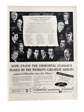 1940 Columbia Masterworks Records Print As Immortal Classics Vinyl Music Retro